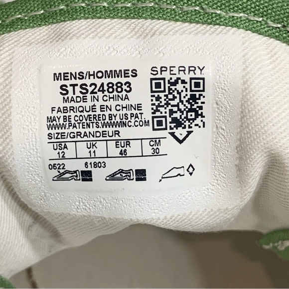 Sperry x Warm & Wonderful Men's 12 Green Black White Sheep Shoes New - Picture 9 of 9